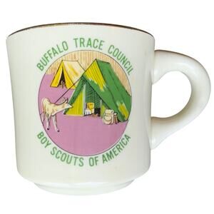 Vintage Boy Scouts of America BSA Buffalo Trace Council Gold Rim Camp Leader Mug